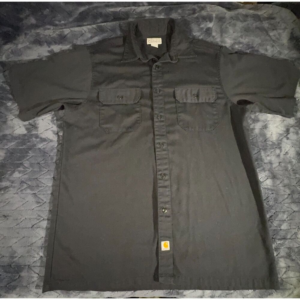 Carhartt Black Workwear Double Chest Pockets Short Sleeve Shirt L